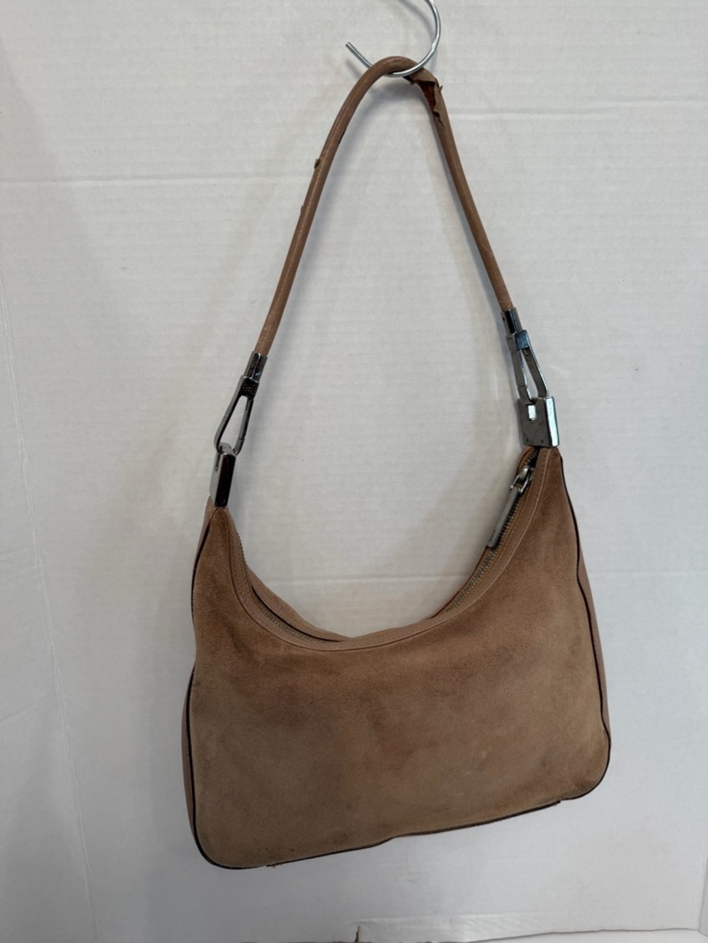 Project Gucci tan Suede Shoulder Bag - Classic Women's Hobo call out in strap